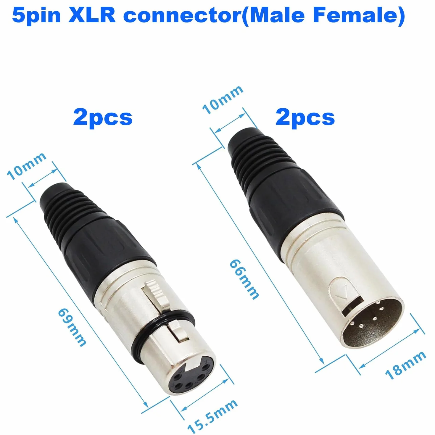 RUNCCI-YUN 4 szt. złącza lutowniczego XLR 5-pinowe mini 5-pinowe złącza XLR, męskie/żeńskie złącza XLR, wtyczka kabla mikrofonu, gniazdo audio mikrofonu, złącza XLR stereo
