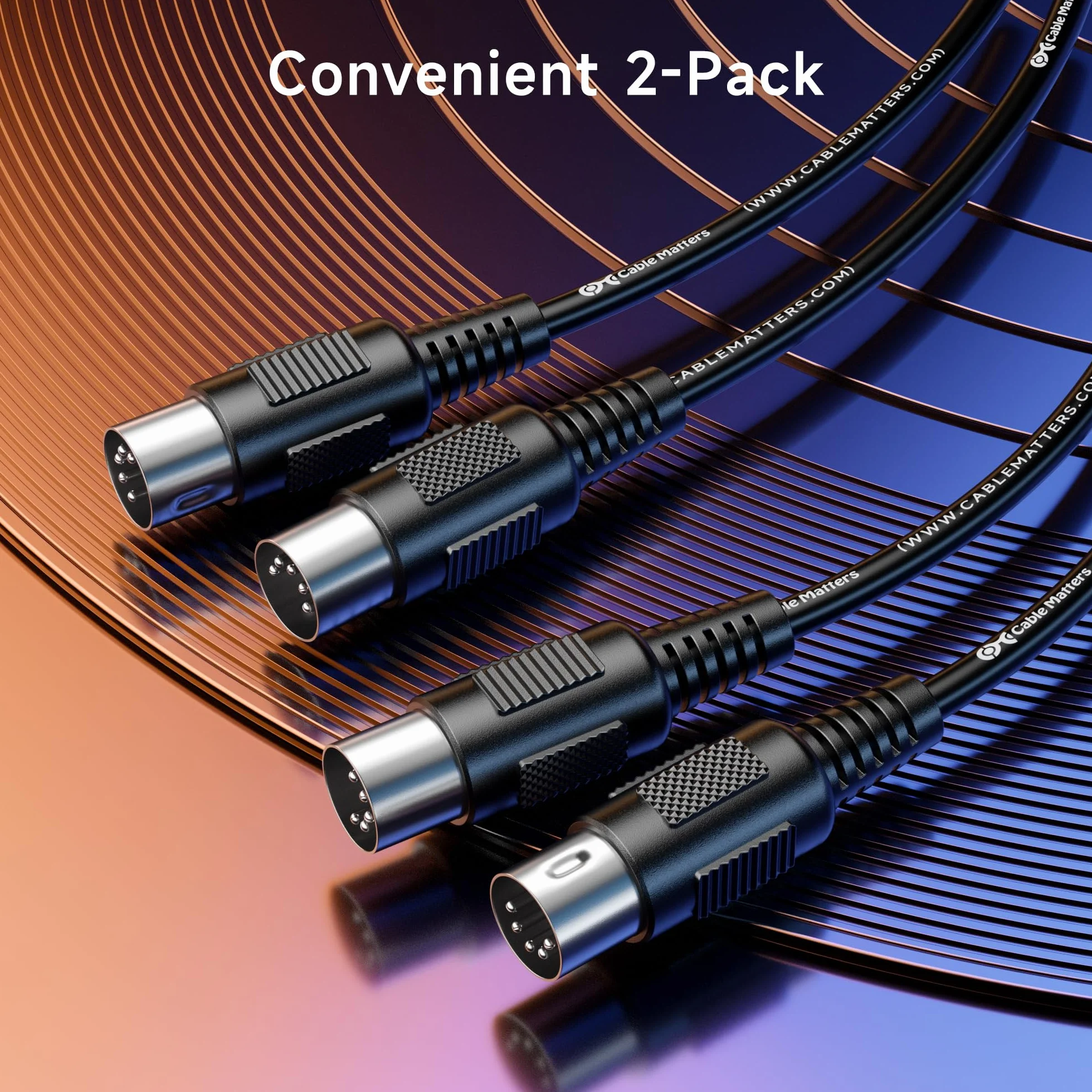 Cable Matters 2-pak 5-pinowy kabel DIN MIDI, 5-pinowy kabel MIDI - 1,8 m