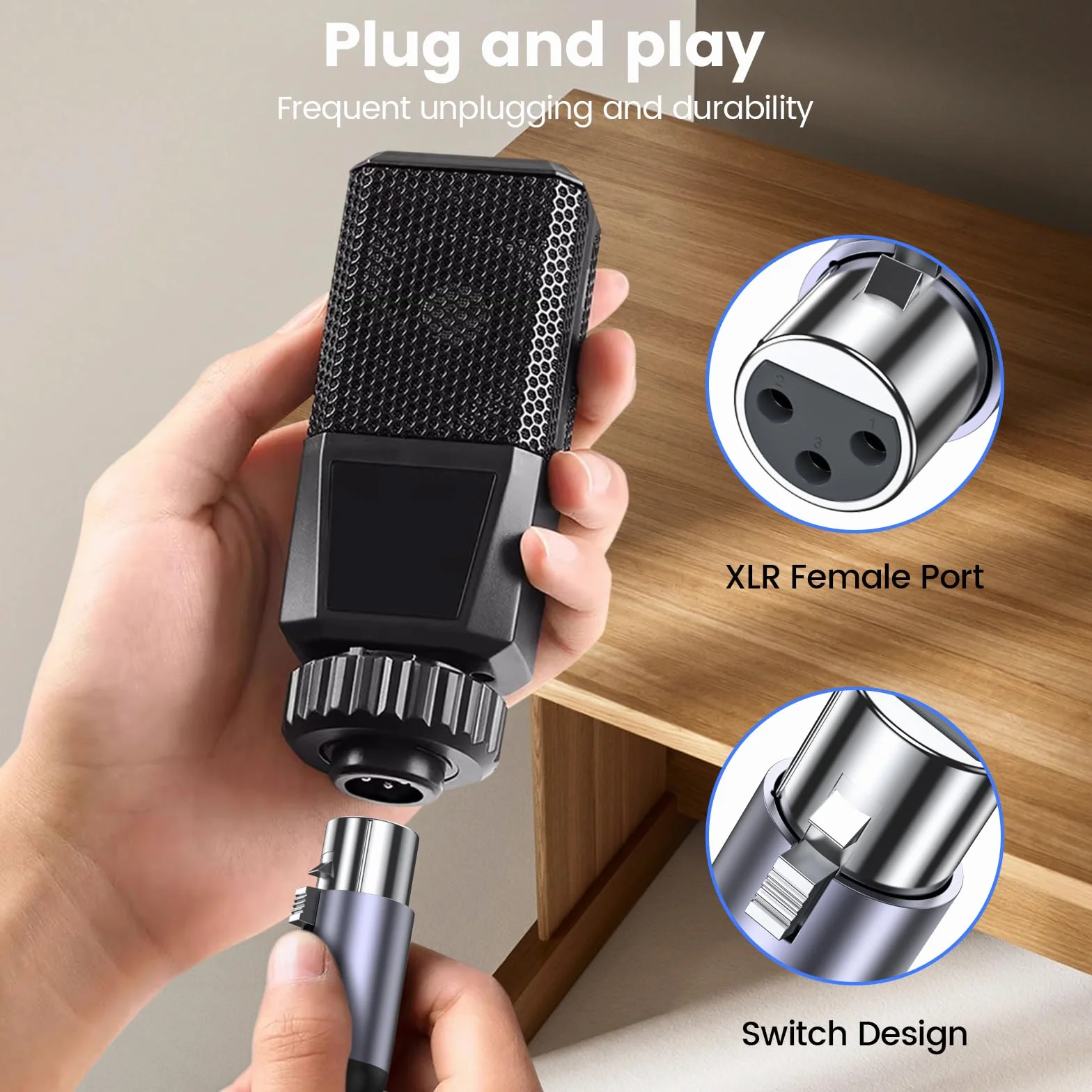 MOSWAG XLR (żeński) na jack 3,5 mm, kabel mikrofonowy 3,5 mm TRS do XLR, żeński 3-pinowy kabel mikrofonowy kompatybilny z głośnikami, mikrofonem (2 m)