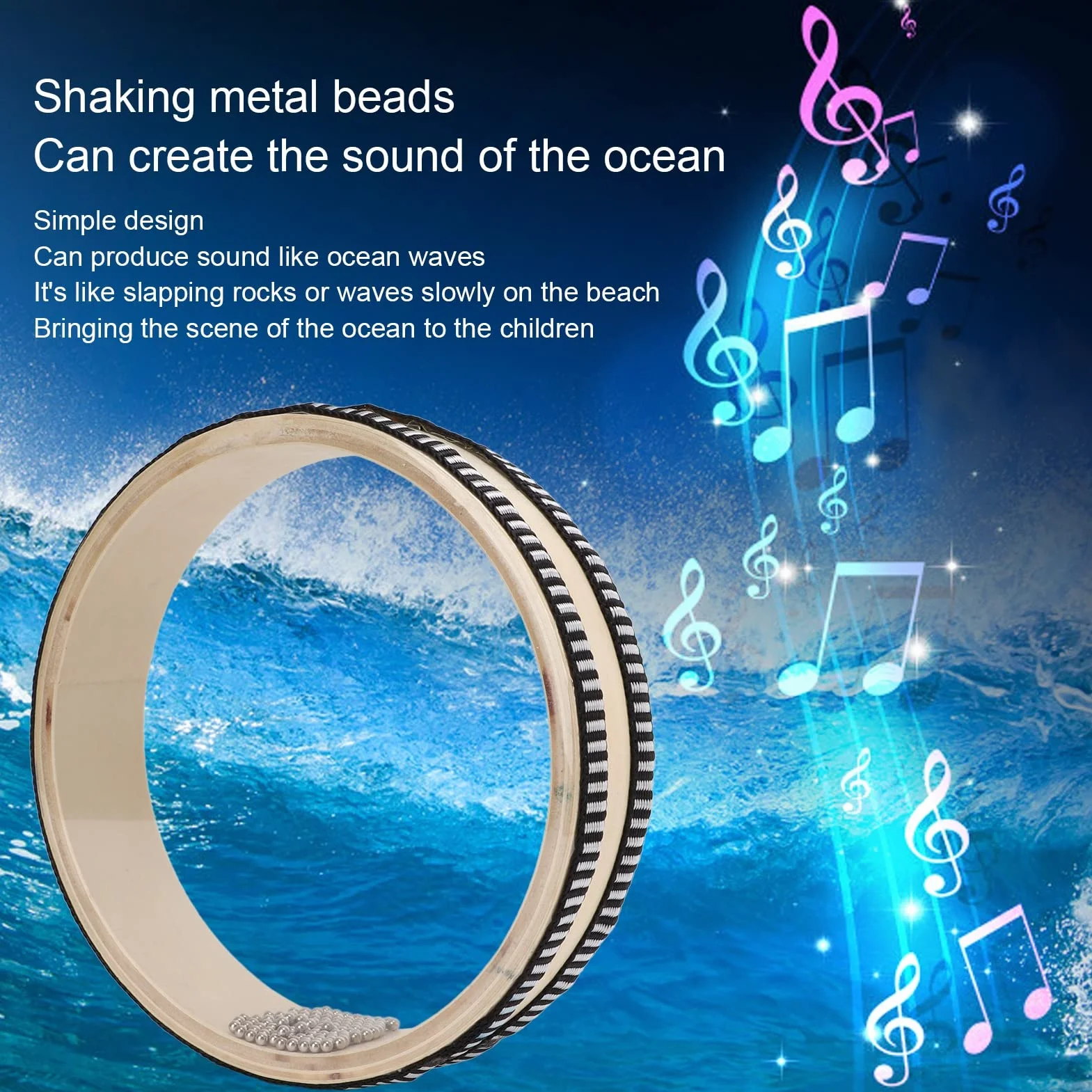 Bęben oceaniczny, 6,1 cala Mały przenośny bęben morski Wave Bead bęben ręczny z powłoką z drewna klonowego Bęben oceaniczny Sea Sound Drum Instrument muzyczny Perkusja dla