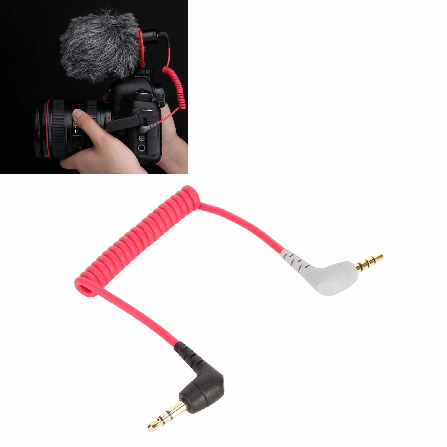 Kabel Krosowy Mikrofonowy 3,5 Mm TRS do TRRS, Kątowy Kabel Mikrofonowy z Wtyczkami Męski-męski do RODE SC7, do Videomicro, do Wireless Go, do Videomic Pro+ itp.