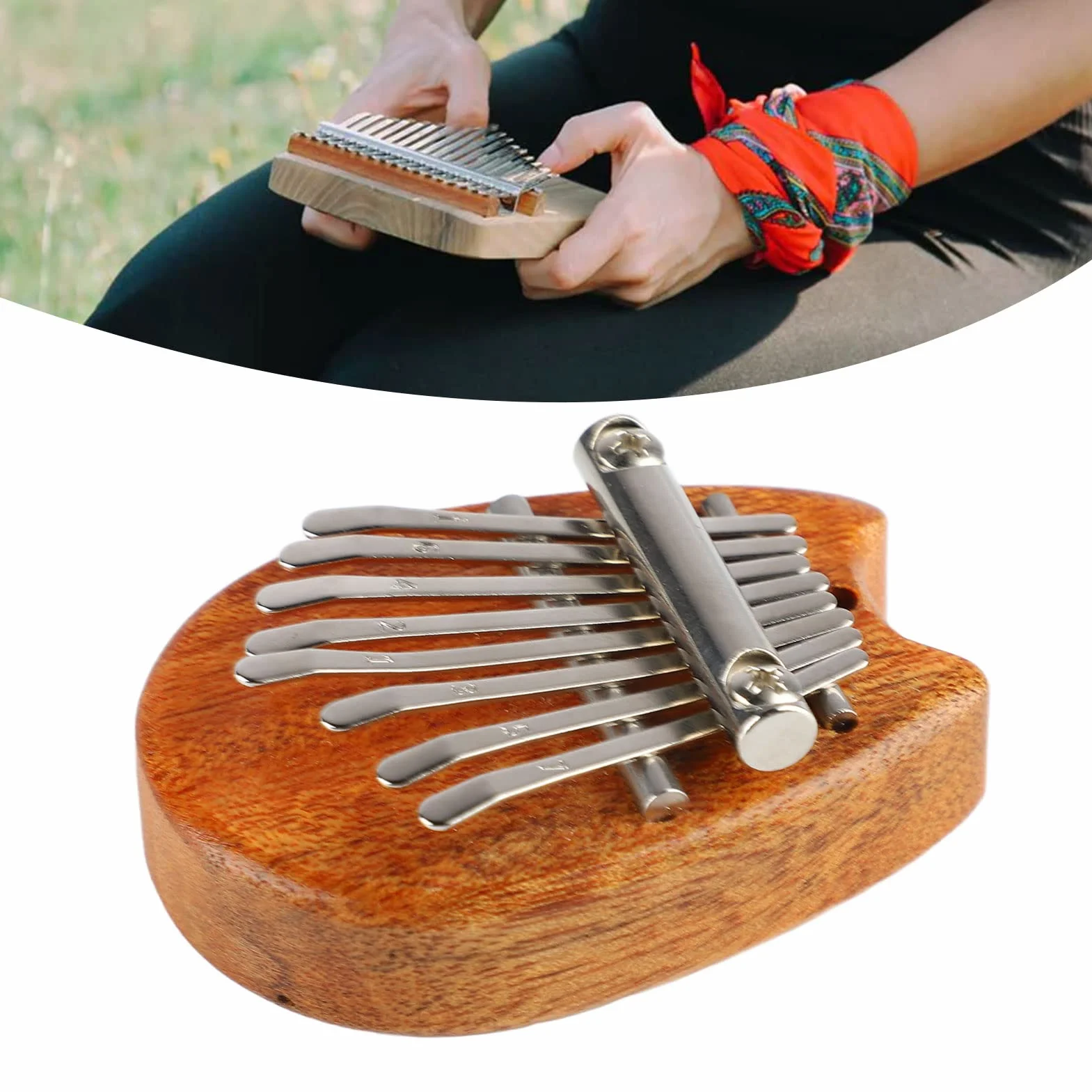 Mini Kalimba, łatwy do Gry, 8-klawiszowy Mini Kciuk Piano dla Dzieci dla Początkujących Przenośny ze smyczą