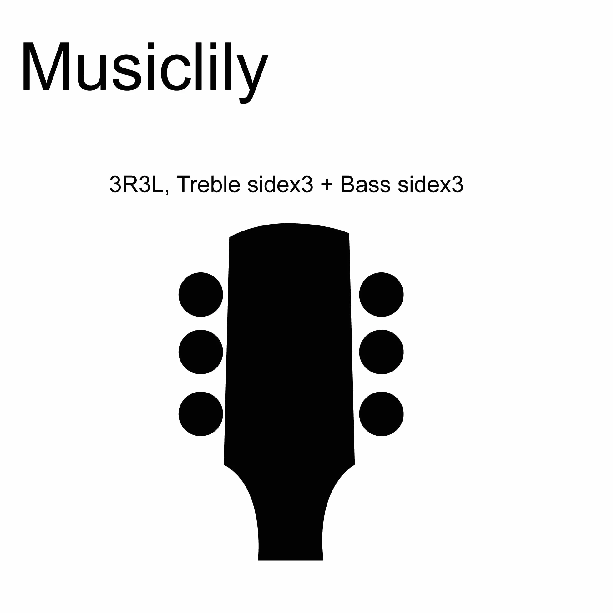 Musiclily Basic 3L+3R Klucze Gitaryowe Tunery Kołki do Strojenia do Gitary Elektrycznej Akustycznej, Złoty z Keystone Guziki