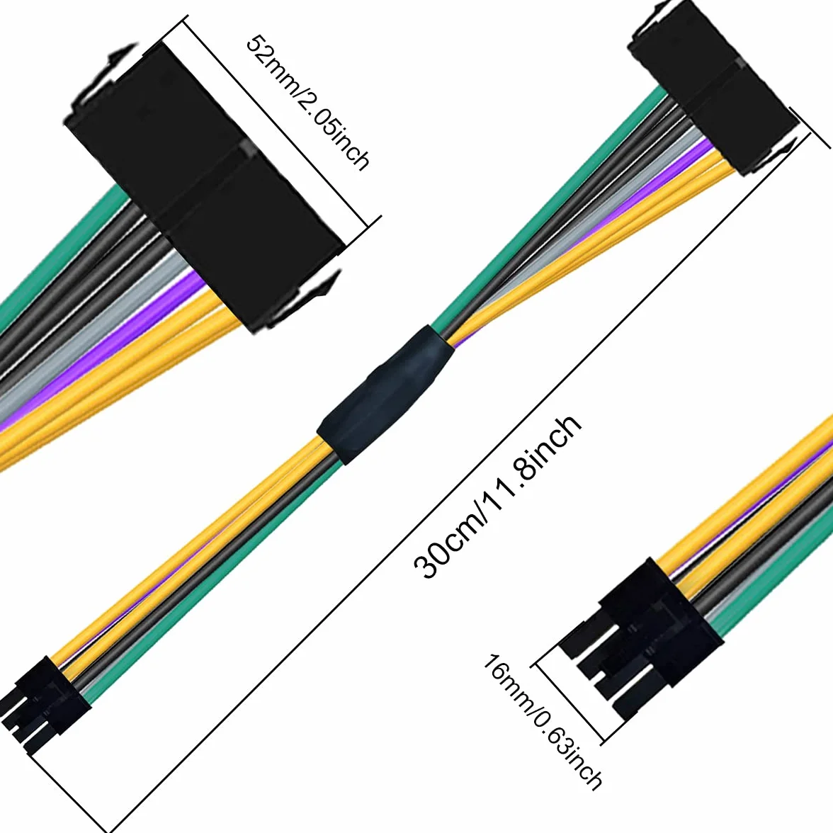 24-pinowy na 8-pinowy ATX, kabel zasilacza PSU do płyt głównych DELL Optiplex 3020 7020 9020 30 cm 18AWG