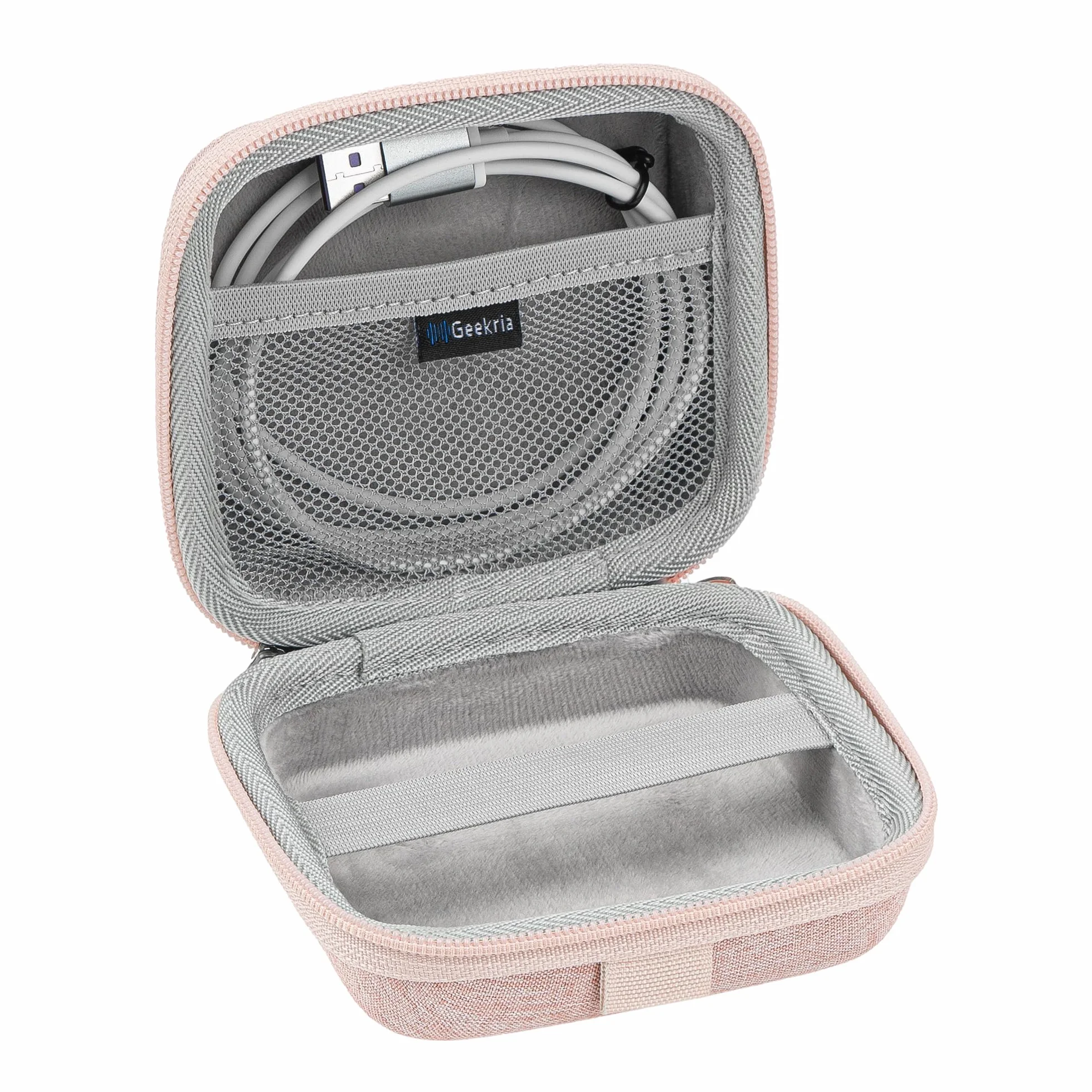 Geekria Shield Speaker Case kompatybilny z JBL Go 5/4/3, Go 3 Eco Cover, pokrowiec twardy ochronny na głośnik, z miejscem na kabel, brelok-karabinek (Różowy)