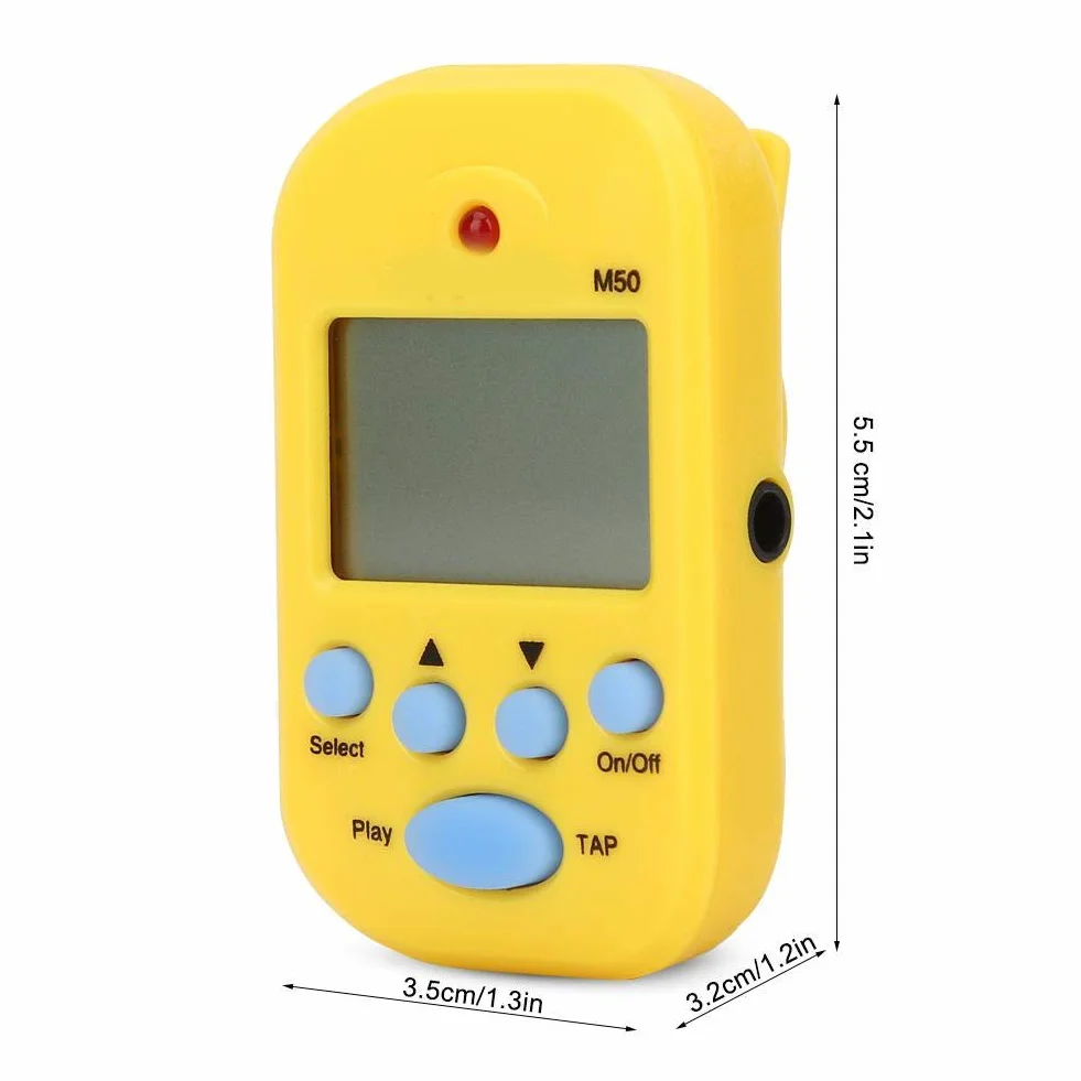 Alomejor Mini metronom przenośny wielofunkcyjny Metronom Clip-On Digital Beat Tempo na skrzypce fortepian gitarę pułapkę bębna (żółty)