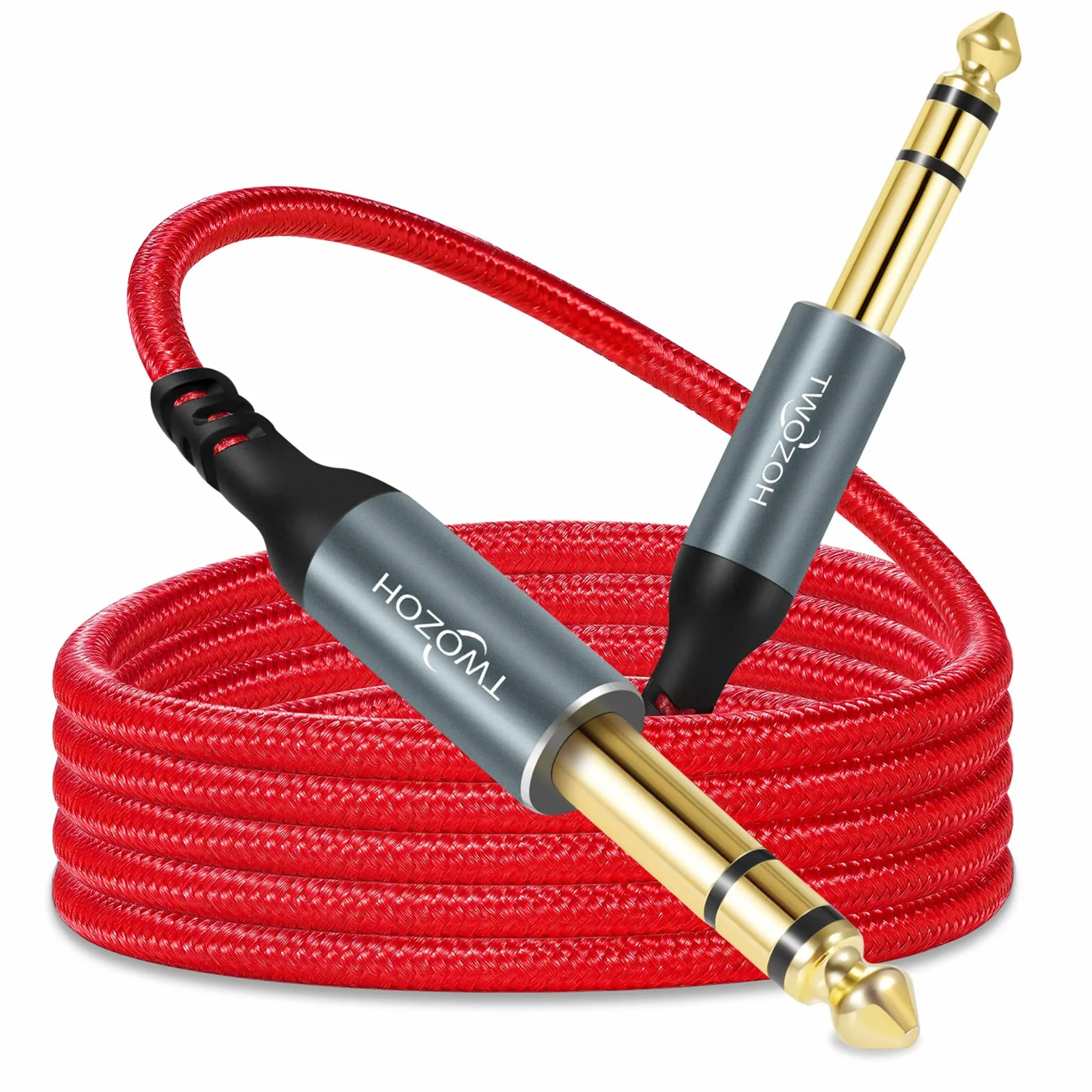 Twozoh 1/4 cala do 1/4 cala Jack zrównoważony kabel audio stereo TRS, 6,35 mm do 6,35 mm kabel gitarowy 1,5M (Profesional/Hifi)
